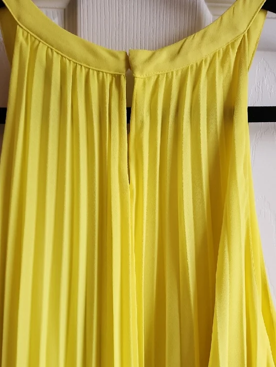 Zara Bright Yellow Pleated Halter Dress XL WORN ONCE! - Picture 8 of 8
